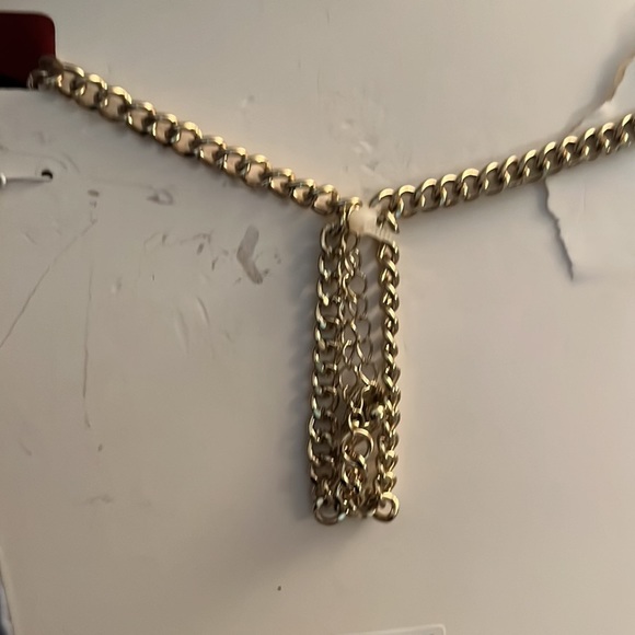 Statement  Necklace  large gold light green stone w/ rhinestones NEW unworn - Picture 4 of 8